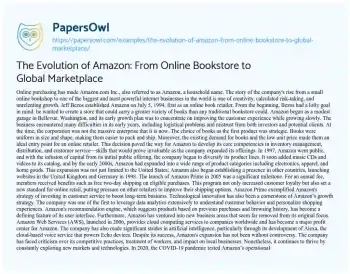 The Evolution Of Amazon From Online Bookstore To Global Marketplace