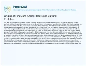 The Ancient Roots of Hinduism: Uncovering the Origins and Evolution of the World's Oldest Major Religion