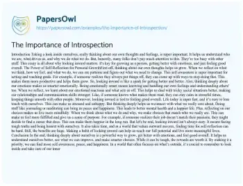 The Importance of Introspection - Free Essay Example - 528 Words ...