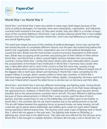 World War I vs World War II - Free Essay Example - 625 Words ...