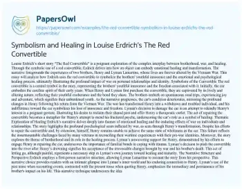 Symbolism and Healing in Louise Erdrich's The Red Convertible - Free ...