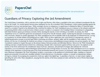 Guardians of Privacy: Exploring the 3rd Amendment - Free Essay Example ...