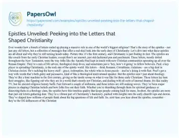 Epistles Unveiled: Peeking into the Letters that Shaped Christianity