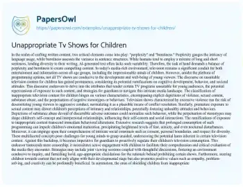 Unappropriate Tv Shows for Children - Free Essay Example - 537 Words ...