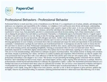 Professional Behaviors : Professional Behavior - Free Essay Example ...