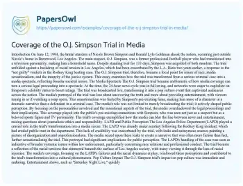 Coverage of the O.J. Simpson Trial in Media - Free Essay Example - 824