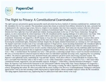 The Right to Privacy: A Constitutional Examination - Free Essay Example ...