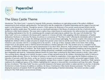 The Glass Castle Theme - Free Essay Example - 972 Words | PapersOwl.com