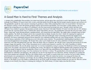 A Good Man Is Hard to Find: Themes and Analysis - Free Essay Example ...