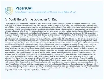 Gil Scott Heron's The Godfather Of Rap - Free Essay Example - 633 Words