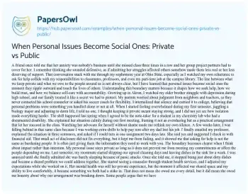 When Personal Issues Become Social Ones: Private vs Public - Free Essay ...