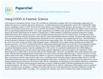 Using CODIS In Forensic Science - Free Essay Example - 675 Words ...