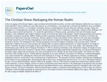 The Christian Wave: Reshaping the Roman Realm - Free Essay Example ...