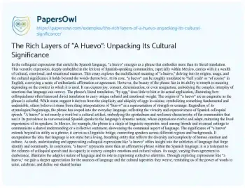 The Rich Layers of "A Huevo": Unpacking Its Cultural Significance