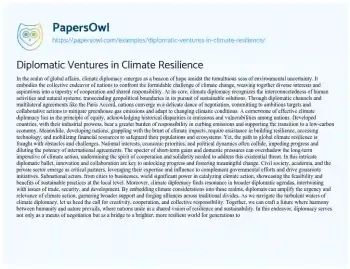 Diplomatic Ventures in Climate Resilience - Free Essay Example - 419 ...