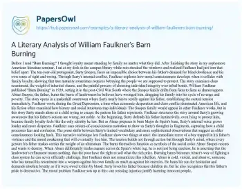 A Literary Analysis of William Faulkner's Barn Burning - Free Essay ...