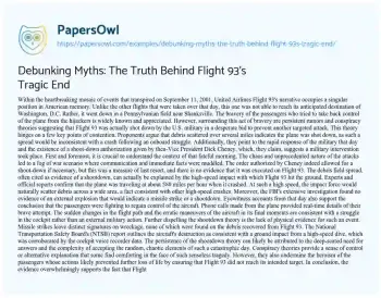 Debunking Myths: The Truth Behind Flight 93's Tragic End - Free Essay