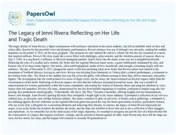 The Legacy of Jenni Rivera: Reflecting on Her Life and Tragic Death ...