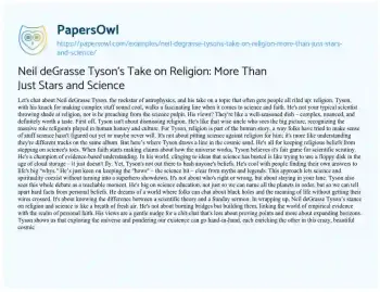Neil deGrasse Tyson's Take on Religion: More Than Just Stars and